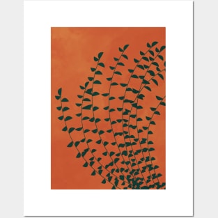 Boho Terracotta, Orange, Fern Plant Posters and Art